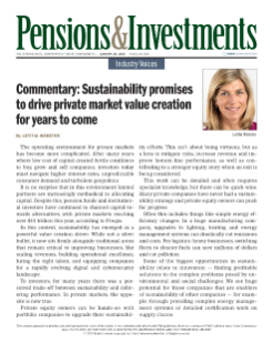 sustainability promises to drive private market value creation for years to come