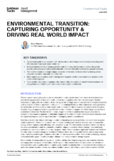  environmental transition: capturing opportunity and driving real world impact