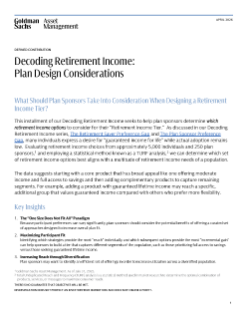 decoding retirement income: plan design considerations