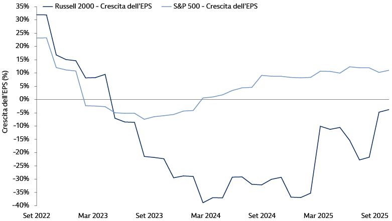 Gli utili delle small-cap statunitensi stanno migliorando, mentre quelli delle large-cap hanno registrato un rallentamento